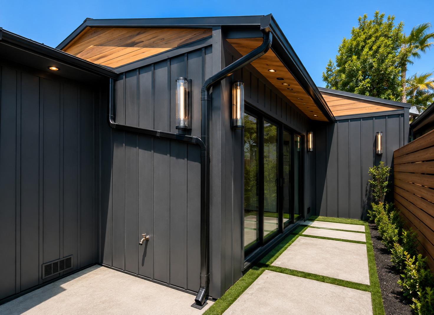 K-style seamless aluminum gutter installed along the roofline of a Los Angeles home