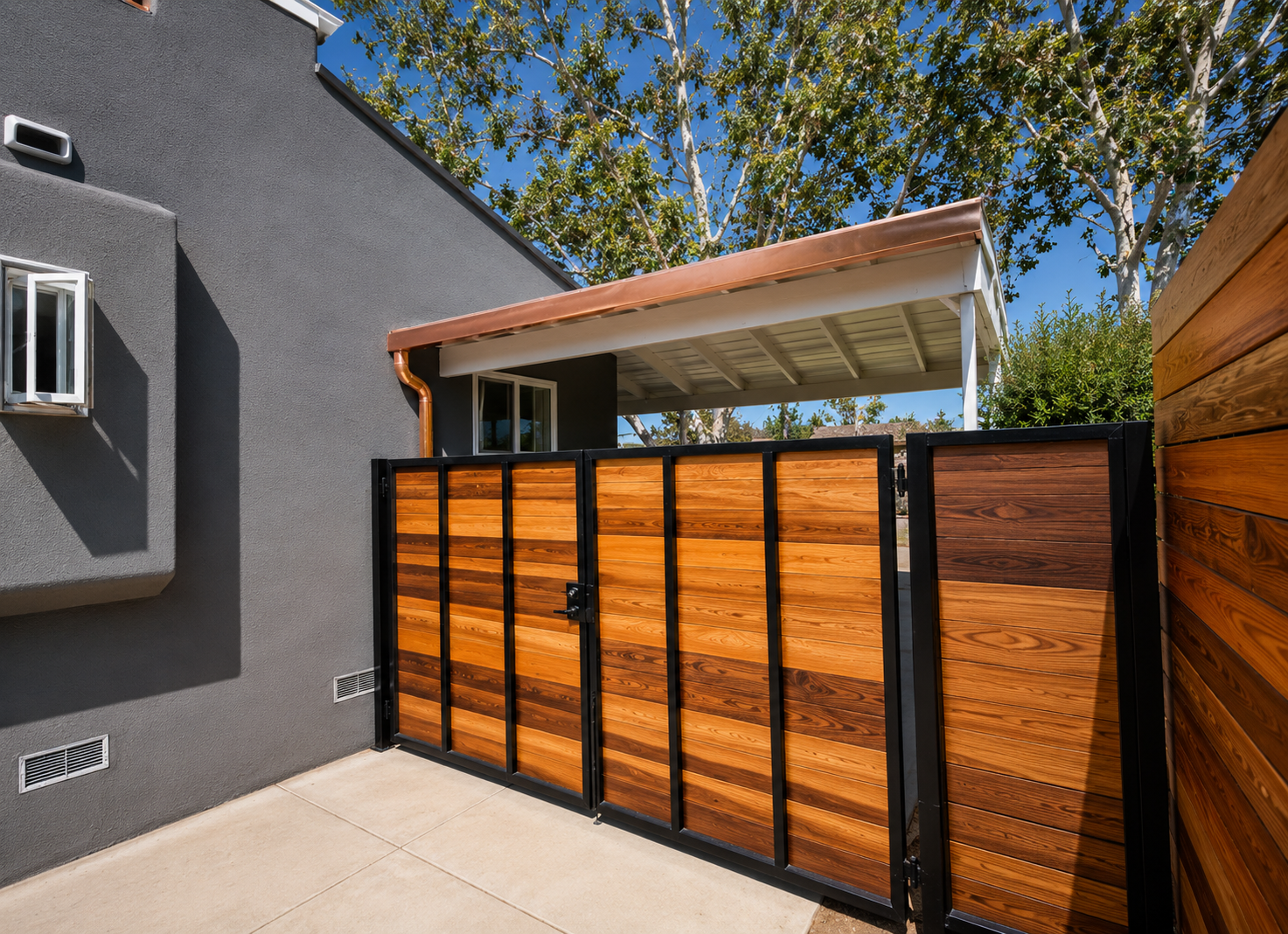 Flat-face gutters on a modern Los Angeles home
